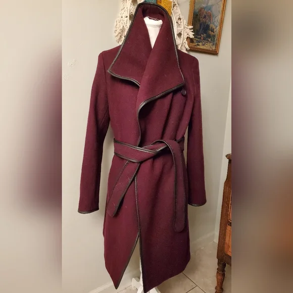 DKNY Women's Deep Burgundy Trench Coat - Picture 2 of 10